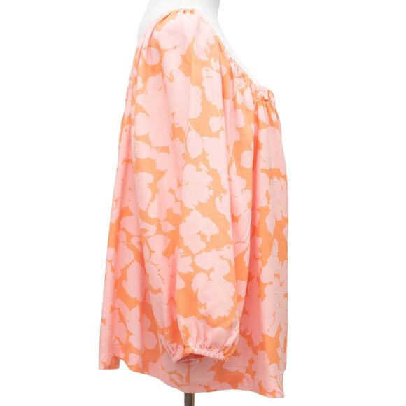 Sanctuary Pink Orange Floral Square Neck Peasant Top size 2X - Picture 4 of 11
